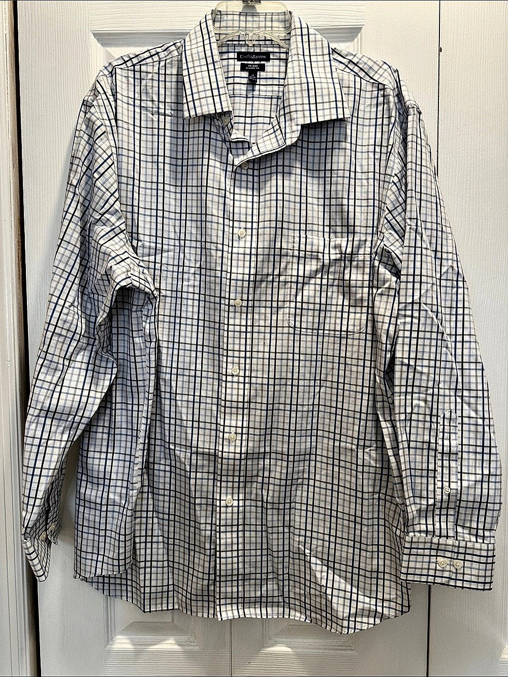 Croft & Barrow 3XL No Iron Classic Fit Dress Shirt Plaid Classic Fit Button Down